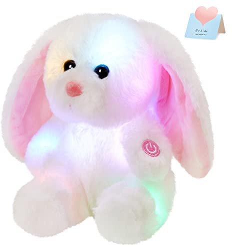Light up Bunny Stuffed Animal Light up Rabbit Toy Bunny Plush Easter 8''