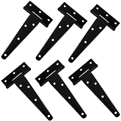 DOITOOL 6 stücke schwarz T scharnier edelstahl türscharnier für holzzäune oder metalltore eisen rostfrei scheunentor scharniere tür türangel schwarz (5 zoll)