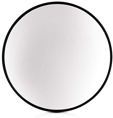 Elegance by Casa Chic – Gran Espejo de Pared Metálico – 58.5 cm de diámetro – Metal Galvanizado – Negro