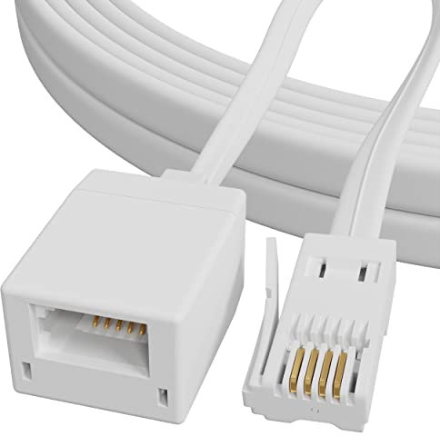 ConnectingU White BT Male to Female Telephone Extension Cable. 10m long