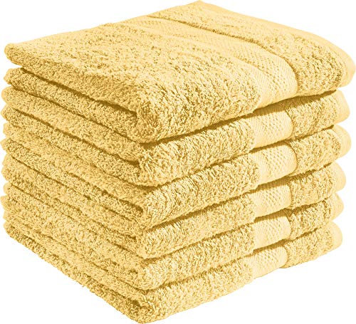 REDBEST Handtuchset, Frottierset 6er-Pack Chicago hellgelb Größe 50x80 cm - saugstark, strapazierfähig, ideal für Reisen, Sport (weitere Farben)