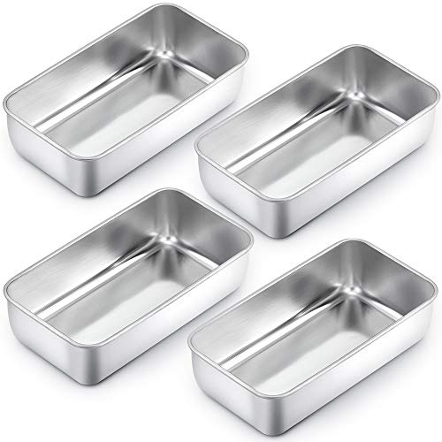 Homikit Molde para Pan de Acero Inoxidable, Juego de 4 Unidades, Forma Rectangular para Pan, Pasteles y Tostadas, Saludable, Apto para lavavajillas, 23,5 cm x 12,6 cm x 6 cm