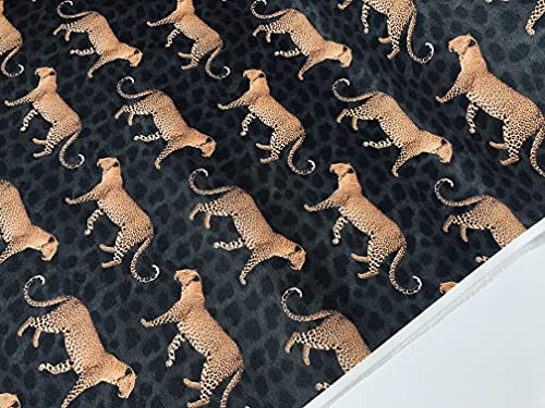 Leopard Parade Dralon Outdoor-Stoff, Digitaldruck, Acryl, Teflon, wasserdicht, Polstermaterial für Kissen, Pavillon, Strand, 140 cm breit (Meterware)