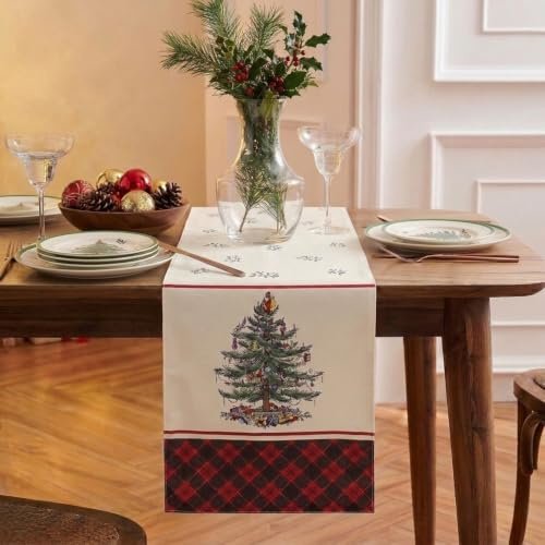Avanti Linens Spode Christmas Tree Collection, Polyester, Red Tartan, 14 x 72