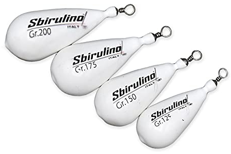 Sbirulino® Set mit 4 Bleien in Birnenform kunststoffbeschichtet, weiß, mit Wirbel