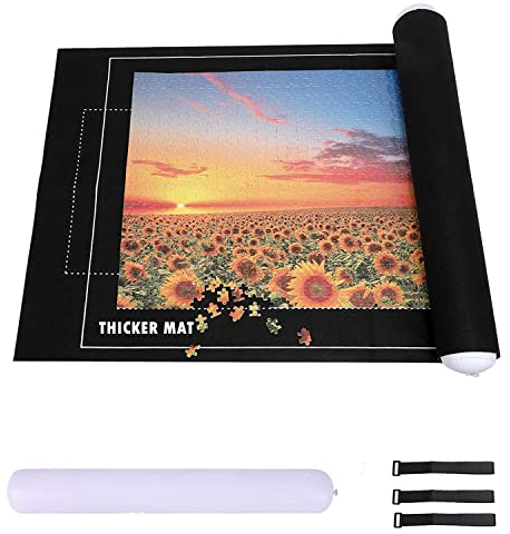 Celawork Puzzlematte für BIS 1500, 2000, 3000 Teile - Rollmatte Puzzleunterlage 80 * 120 cm (Schwarz, für 2000)