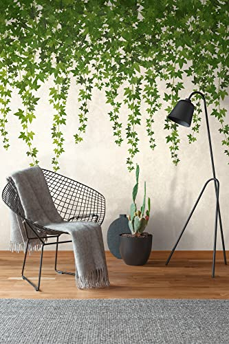 Livingwalls Fototapete Efeu Steinwand Grün Grau 382391 The Wall 3,71 m x 2,80 m Wohnzimmer Schlafzimmer Küche Flur Esszimmer