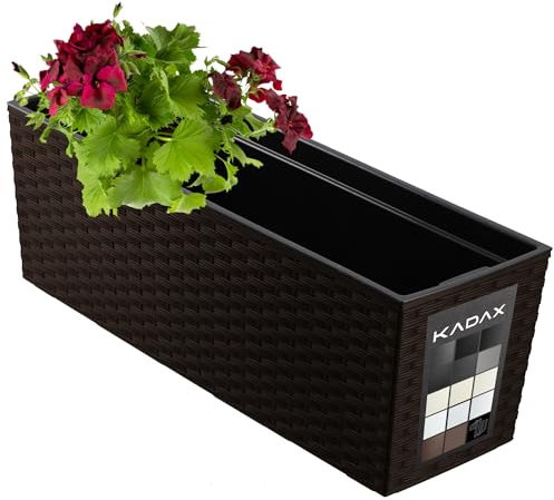 KADAX Fioriera 18,5 x 56 cm, motivo rattan, moka, con inserto – Vaso da esterni