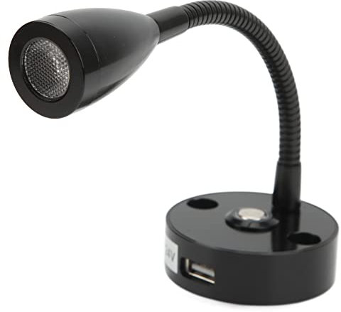 Liseuse RV, LED RV Liseuse Tactile Gradateur 3 Couleurs D'éclairage avec Port de Charge USB 12‑24V 3W pour Camping(Le noir)