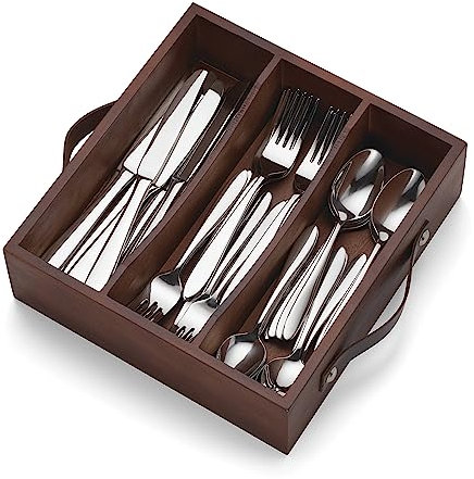 Oneida Mooncrest 30 Piece Metallic Cutlery Set + Container, 30-Piece