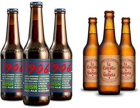 Cerveza 1906 GALICIAN IRISH RED ALE PACK 24 BOTELLAS DE 33 CL & La Estrella de Galicia Cerveza - Pack de 24 botellas x 330 ml - Total: 7.92L