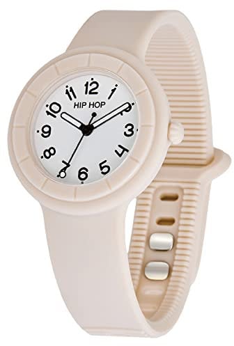 HIP HOP, Hero.Dot, Orologio Donna Ballet, con Cinturino in Silicone Soft Touch Intercambiabile, Pratica Chiusura, Lunetta Bianca con Numeri Neri, Cassa 34 mm, Movimento al Quarzo, Color Cipria