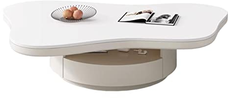 Wohnzimmertisch Unregelmäßiger weißer Couchtisch, süßer cremefarbener Couchtisch in Schmetterlingsform, flippiger Couchtisch mit Stauraum und Schubladen-Beistelltisch for das Wohnzimmer Kaffeetisch So