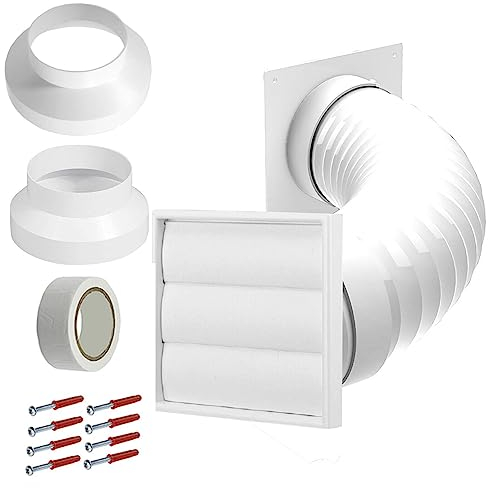 SPARES2GO Kit de ventilation extérieure pour climatisation compatible avec les conduits muraux extérieurs Midea de 4, 5, 6, 100 mm, 125 mm et 150 mm (blanc)
