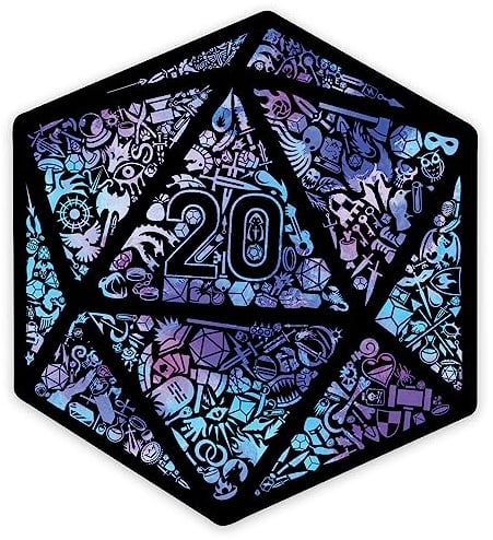 Glassstaff Holografisches Mosaik d20 DND Aufkleber - Dungeons and Dragons Lustige Aufkleber für Männer, Frauen - Coole Aufkleber für Teen, Erwachsene - Wasserdichte Aufkleber für Laptop, Telefon,