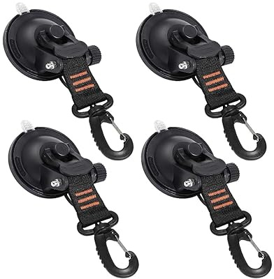 INMORVEN Saugnapf Haken,Verbesserter Auto Camping Zubehör,Saughaken Extra Stark,Saugnapfanker,Saugnäpfe Wohnmobilausstattung Camper Zubehör. (Orange Linie, 4 Stück)