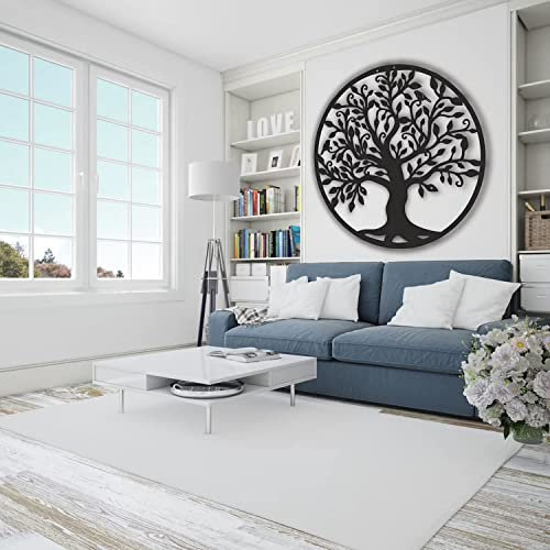 Grand arbre de vie en métal - Sculpture murale en forme d'arbre généalogique creux - Panneau mural à suspendre pour bureau, chambre à coucher, salon - 60 cm