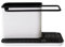 BTGGG Kitchen Sink Organiser Kitchen Tidy Sink Caddy Cleaning Non-Slip Plastic Washing up Caddy Kitchen Dish Brush Organiser Storage with Drain Tray Sponge Holder and Cloth Hanger, White with Black