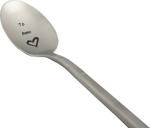 Cucharilla con Mensaje de Amor Te Amo, Idea de Regalo Original y Personalizada para Navidad, un Cumpleaños, una Fiesta. Cucharilla de Café/Postre con su Estuche para Regalar a un Ser Querido