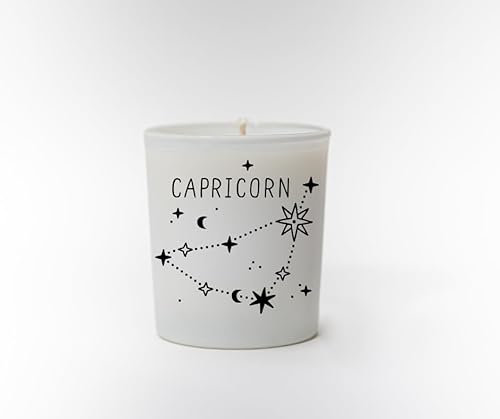 Original Soy Wax Zodiac Duftkerze Tierkreiszeichen: Steinbock - aus 100% veganem Sojawachs - Aromatherapie Weiße Kerzen - Sternzeichen Duftkerzen im Glas - Duft: Gold Sun