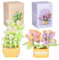 FINEASY 2er-Blumenstrauß-Set, Blumen Bausteine Klemmbausteine Blumen Sukkulenten Bonsai Baum Set Mini künstliche Blumen Bauspielzeugsets Botanische Sammlung Heimdekoration für Jungen Mädchen (Satz 1)