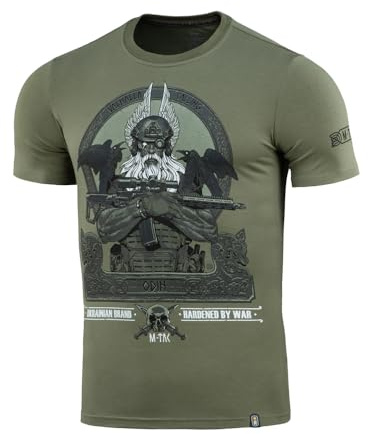 M-Tac Herren T-Shirt Odin – Baumwolle & Elastan, Wikinger-Motiv „Valhalla Calling“, Taktisches Military-Shirt, Light Olive, M