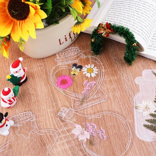 Transparente Lesezeichen Getrocknete Blumen, 41 Stück Lesezeichen Kinder Set, Lesezeichen Personalisiert, Glaswaren Aufkleber Bookmark, DIY Transparente Trockenblumen Lesezeichen für Heim Schule Buch
