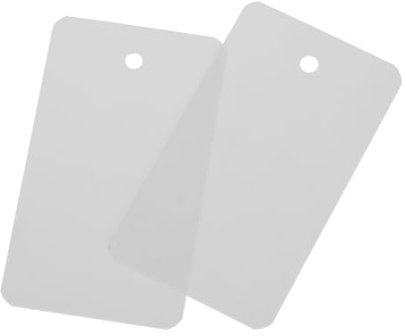 QUARKZMAN 100 Stück Blanke Versandanhänger wasserdichte, 7x4cm PVC Blanko Kunststoffanhänger Rechteckig für Namensetiketten Kleidung Geschenkverpackung Ösenanhänger, Grau