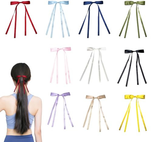 10 pinzas para el pelo con lazo de doble banda, pinzas de pelo con borlas coloridas, accesorios para el cabello para mujer, accesorios para el cabello (color mezclado)
