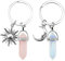 FERCAISH 2 Stück Metall Mond Und Sonne Schlüsselring, Freundschaft Kristallstein Schlüsselanhänger, Kristalle Charme Anhänger für Paare Schwestern Chlüssel Handtasche Auto Dekor