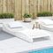 Festnight Sonnenliege Holz Wetterfest Garten Doppelliege Loungebett Sonnenbett Outdoor Bett Holzliege Garten Liege Holzliege Himmelsliege Liegelänge 205 x 70 x 31,5 cm Weiß