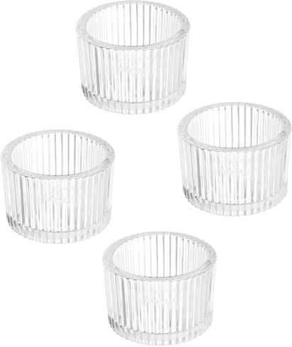 PATIKIL 4 Pcs Tealight Candle Holder, Tea Lights Candle Holder Glass Votive Candle Holders Glass Candle Holders for Table Centerpiece Decor Wedding Dinner Party, White