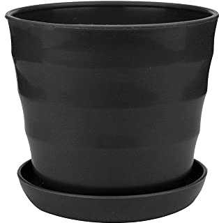 FGUUTYM Fioriera rotonda, diametro 40 cm, per interni, con fori di drenaggio e sottovasi, moderni vasi per piante d'appartamento, piante grasse, fiori, spazi liberi in (ZA, nero, taglia unica)