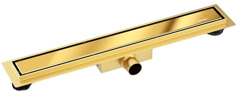 BALNEO Duplex Next Duschrinne Komplettset 70 cm - Duschabfluss 2in1 Paneel Bodenablauf Dusche - Entwässerungsrinne Duschablauf Flach Haarsieb Abflusssieb Dusche Geruchsverschluss - Verspiegeltes Gold