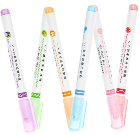 KICHOUSE 6 Stück Highlighter-buchmarker Gebogene Stifte Scrapbook-marker Leuchtende Farben Roller-textmarker Für Schüler Und Lehrer
