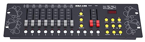 DMX Controller 192 Kanal DMX-Lichtpult DMX-Bühnenbeleuchtungssteuerungsprogramm für Disco Party LED Stage Laser Light (Schwarz)