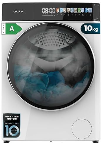 Cecotec Lavatrice Carico Frontale 10 Kg Bolero DressCode 10900 Autodose Inverter FullColor A. 1400RPM, Basso Consumo, Display FullColor 10,3, 11 Programmi, Motore Inverter Plus, Vapore, Autodose