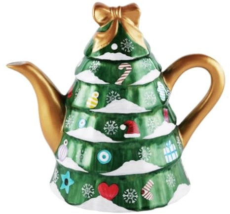 Bouilloire à FlûteThéière avec Sifflet Théière en Porcelaine À Motif en Forme d'arbre De Noël, 1,2 L, Créative, pour Salon, Ustensiles Ménagers Bouilloire Theiere Induction