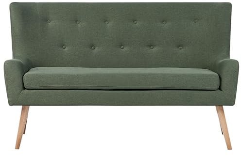 Beliani Modernes 2-Sitzer Küchensofa Polsterbezug grün Holzbeine Ohrensofa Skibby
