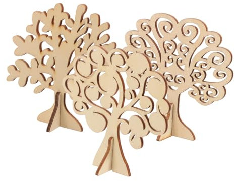 STOBOK 3stücke Baumförmige Holzschnitt-ornamente Große Holzscheiben Für Bastelprojekte Kreative Dekoration Für Erwachsene Für Feiertage Und Partys