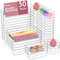 Radikor 50pcs Drawer Organiser Set, Clear Makeup Drawer Organiser Trays Plastic, 4-Size Desk Drawer Inserts Dividers, Acrylic Storage Bins for Makeup, Cosmetic, Officce, Bathroom, Gadgets