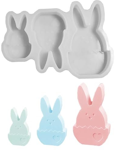 3 Stück Silikonformen Gießformen Ostereier Hase WISIRENT, Osterhase Gießformen Silikon Frühling, Osterhasen Silikonform Silikonform Osterei, Silikonformen Gießformen Ostern Frühling
