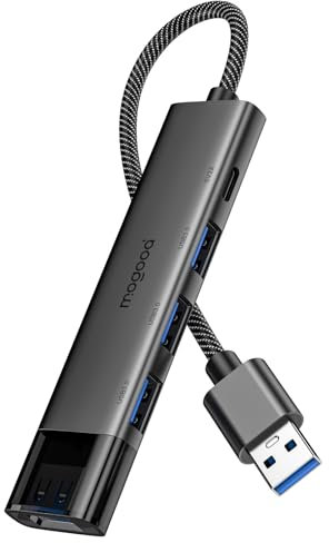 MOGOOD USB 3.0 Hub, USB Splitter with 4 Type A 3.0 Ports, 5Gbps USBA Extender with 15cm Extended Cable, USB Multiport Adapter for Desktop, Laptop, PC, Printer, Hard drive, Keyboard