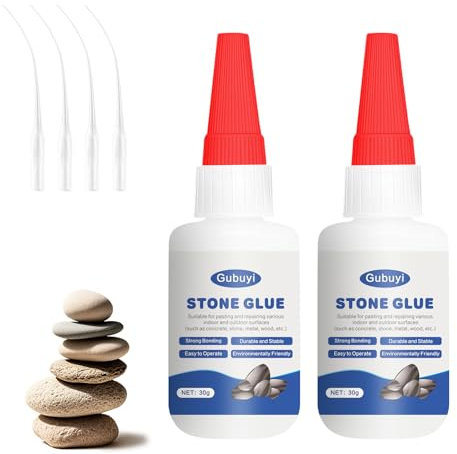 Pegamento Para Piedra, Superglue para Piedra 30g*2, Pegamento para Marmol, Pegamento Azulejos, Para Piedra Artificial, Metal, Piedra Natural-Secado Rápido, Transparente