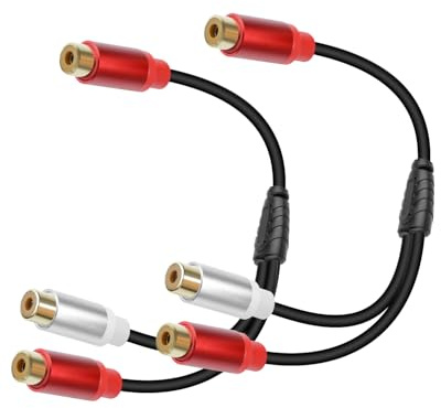 GELRHONR RCA to RCA Cables 2Pack, RCA Splitter 1 Female to 2 Female Audio Cable 1FT, Phono Y Adapter Cable for Subwoofers, Home theaters, Speakers, HDTVs and more 30cm