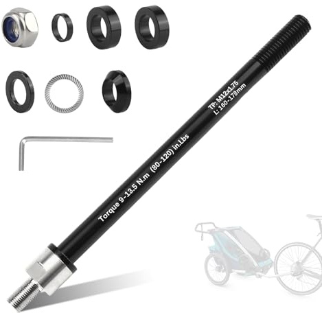 Adaptateur M12 X 1,75 pour Remorque de Vélo Adaptateur D'axe 160-178mm Longueur de Tige Réglable Axe ge Roue Compatible avec La Plupart des Attelages de Remorque de Vélo