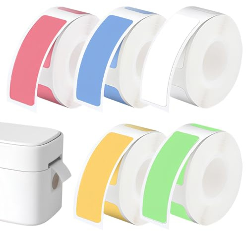 TONAUP Thermo Etikettenband, 5 Rollen 12x40mm Etiketten Papier, Wasserdicht Ölbeständig Selbstklebend Kompatibel Mit D30/D35/Q30/L11/R11/HP1/P12/P15/B100 Etikettendrucker Büro Schu