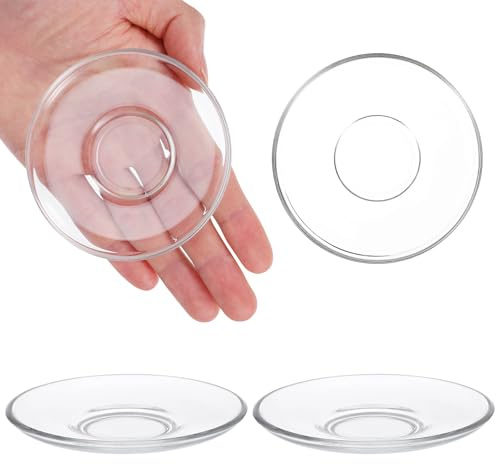WATIIFUFU Piattini Vetro Rotondi 4 Pezzi per Snack e Condimenti | Vetro Trasparente, Bordo Leggermente Curvo, Superficie Liscia, Facili da Pulire, per Dessert e Casa