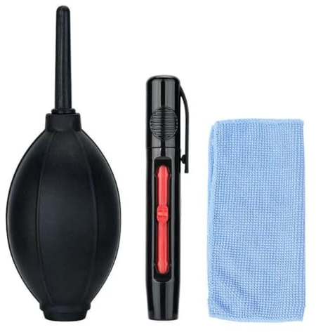 3er-Set Kamera-Reinigungsset, 2 Bürstenköpfe, Mikrofasertuch, vielseitig, kamera reinigungsset, blasebalg kamera