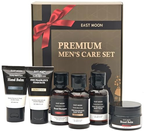 Geschenkset für Männer,Gesichtspflege Männer,Bartpflege Set für Männer,Duschgel 30ml ×2,Schaum-Duschgel 30ml, Handcreme 30g, Bartshampoo 30ml, Bartbalsam 30g,für Männer Weihnachten Geburtstag